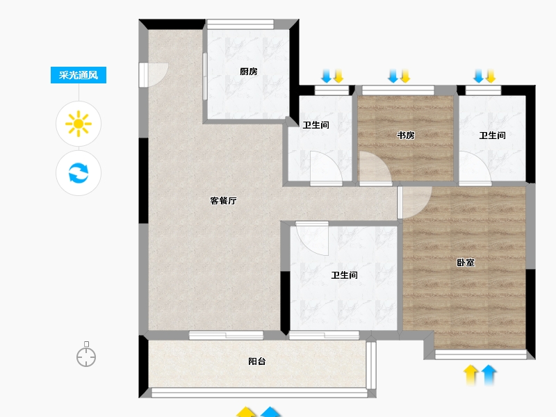 福建省-福州市-连江建发双玺书香府-71.12-户型库-采光通风