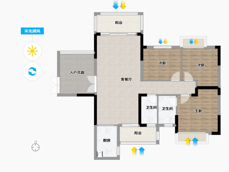 湖南省-湘潭市-银港国际-106.12-户型库-采光通风