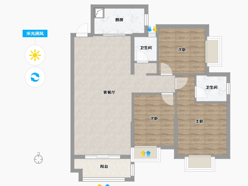 湖南省-湘潭市-吉润华府-82.95-户型库-采光通风