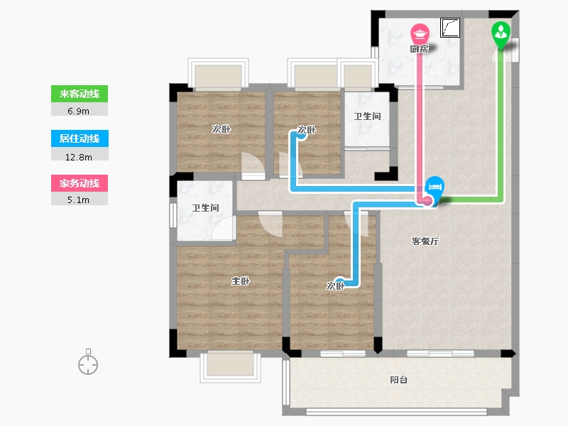 湖南省-常德市-碧桂园澧州华府-110.06-户型库-动静线