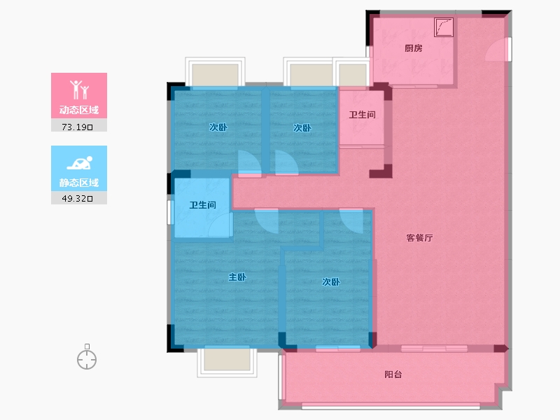 湖南省-常德市-碧桂园澧州华府-110.06-户型库-动静分区