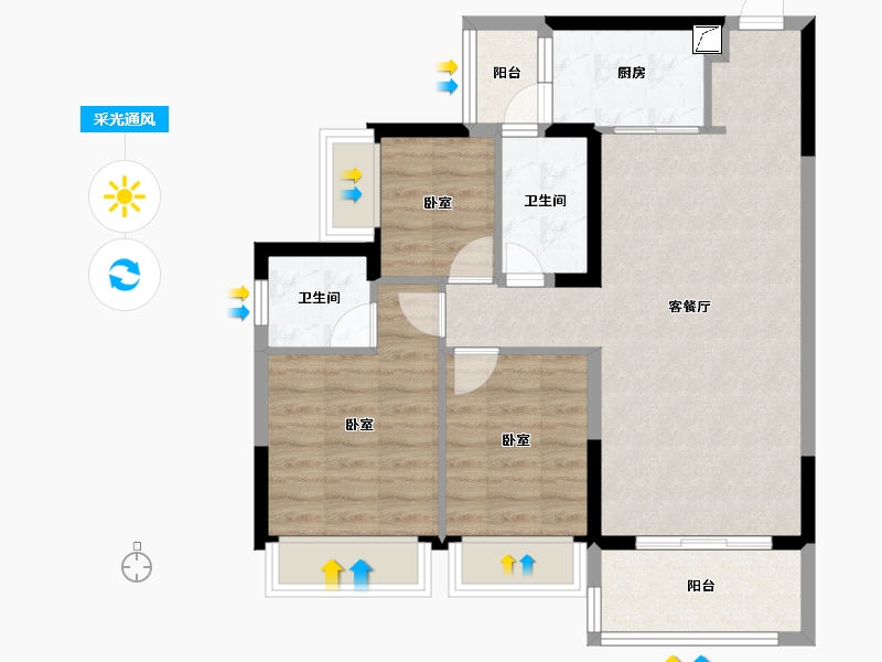 广东省-惠州市-星悦花园-75.08-户型库-采光通风