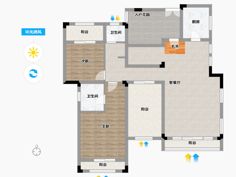 湖南省-长沙市-房聚云台府-120.38-户型库-采光通风