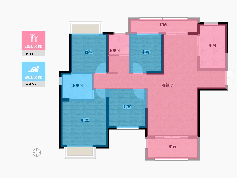 湖南省-长沙市-长房·宁都公馆-105.99-户型库-动静分区