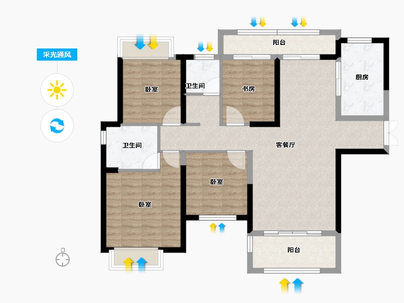 湖南省-长沙市-长房·宁都公馆-105.99-户型库-采光通风