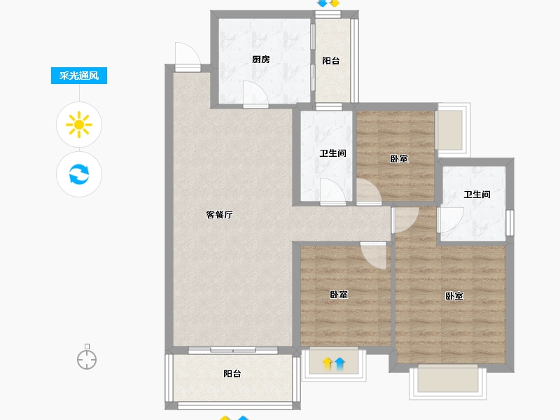 广东省-河源市-河源恒大雅苑-85.00-户型库-采光通风