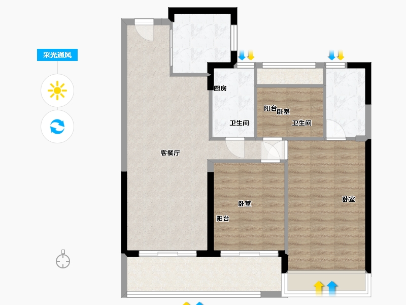 浙江省-温州市-乐虹湾-90.01-户型库-采光通风