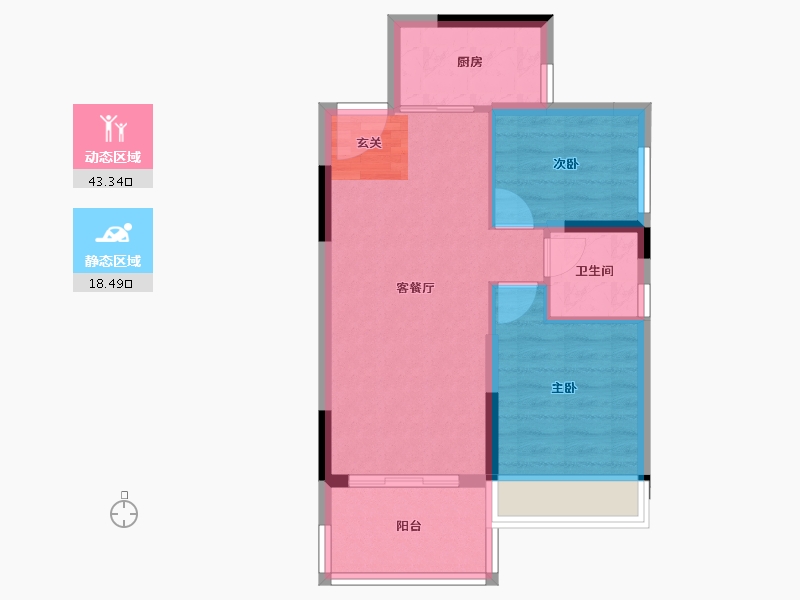 广东省-清远市-碧桂园鹤鸣洲-55.41-户型库-动静分区