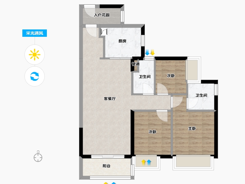 广东省-江门市-时代春树里-73.80-户型库-采光通风