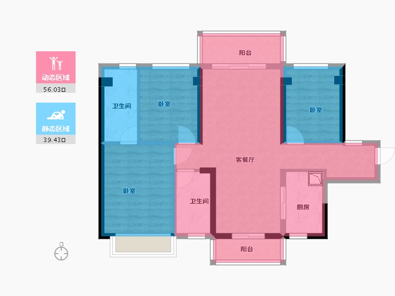 广东省-深圳市-碧桂园十里银滩维港湾-84.32-户型库-动静分区