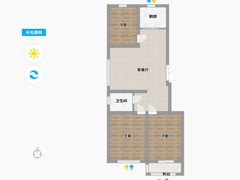 山东省-潍坊市-瑞峰清华坊-69.00-户型库-采光通风