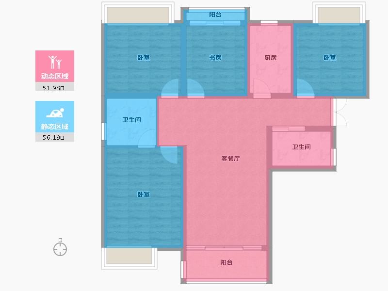 湖南省-长沙市-湘域国际广场-96.46-户型库-动静分区