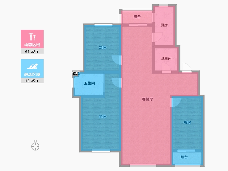 吉林省-长春市-潭泽东南明珠-97.78-户型库-动静分区