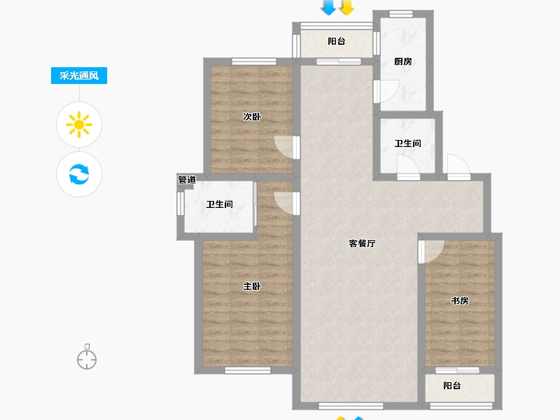 吉林省-长春市-潭泽东南明珠-97.78-户型库-采光通风