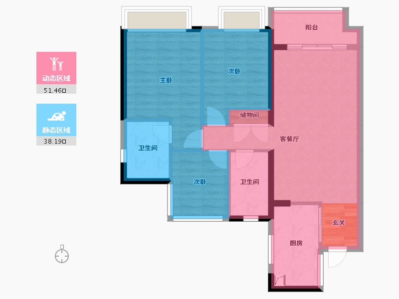 广东省-清远市-英德金地格林公馆-80.26-户型库-动静分区