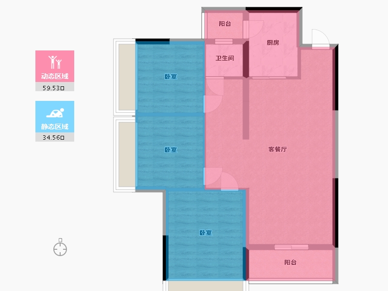 湖南省-衡阳市-清风雅郡-84.76-户型库-动静分区