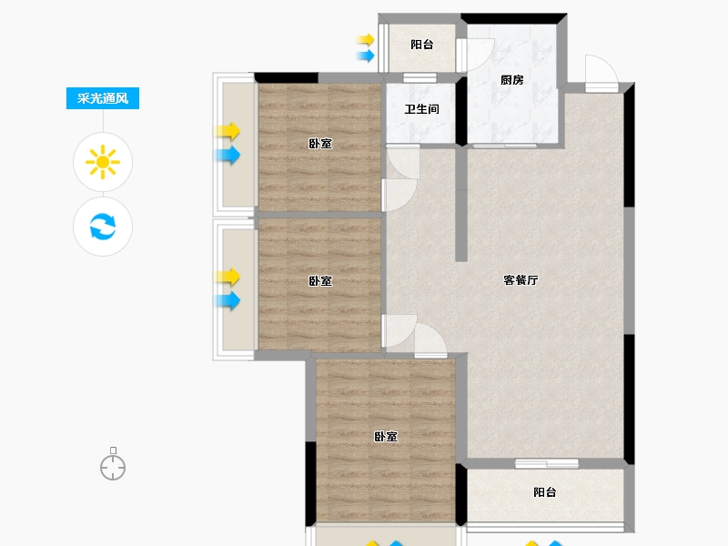 湖南省-衡阳市-清风雅郡-84.76-户型库-采光通风