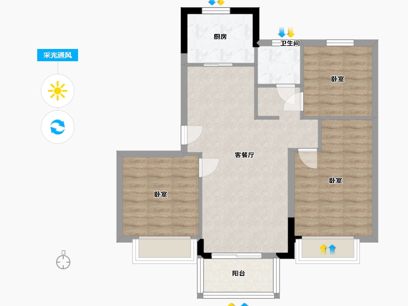 江苏省-苏州市-优步花园-70.00-户型库-采光通风