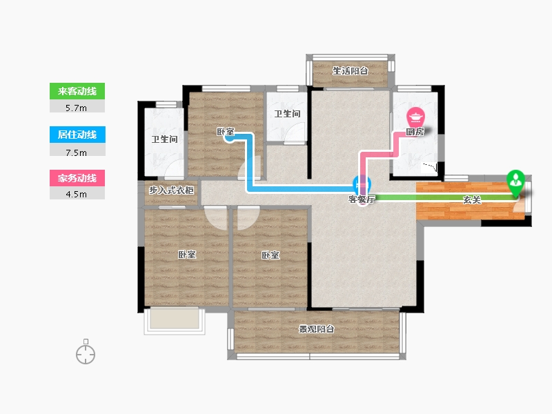 湖南省-怀化市-中伟·国际公馆-102.36-户型库-动静线