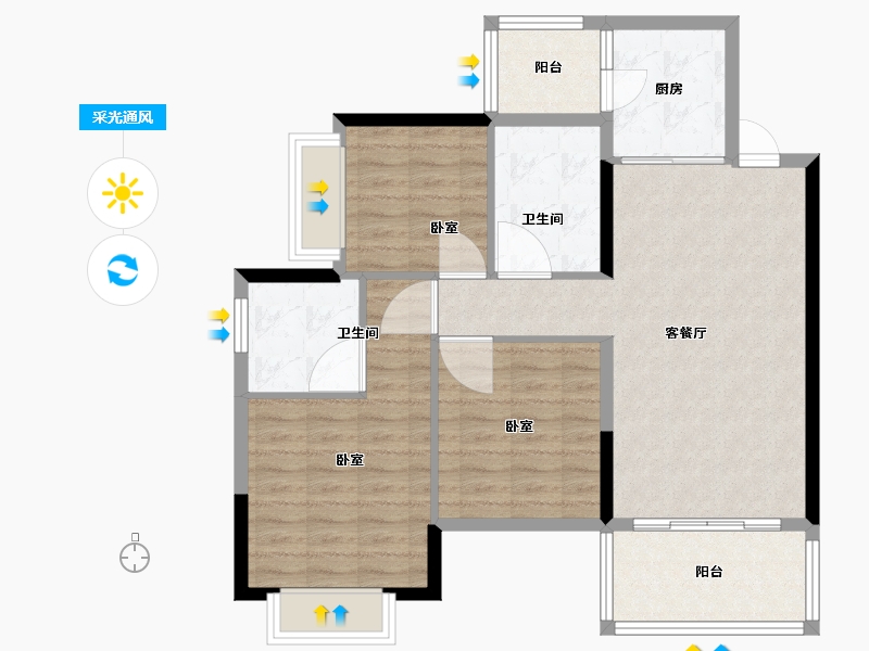 广东省-河源市-河源恒大锦苑-89.20-户型库-采光通风