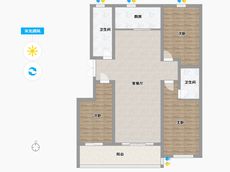 山东省-潍坊市-瑞峰清华坊-114.00-户型库-采光通风