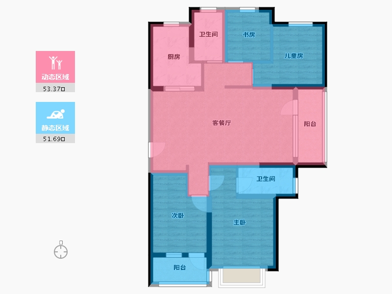 山东省-青岛市-世茂锦域-92.47-户型库-动静分区