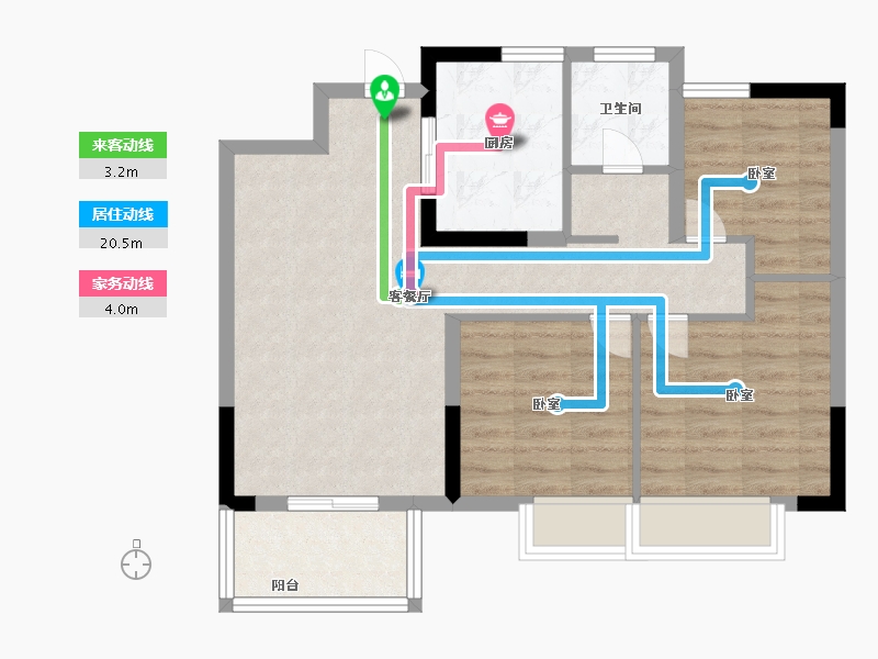 江苏省-苏州市-优步花园-70.00-户型库-动静线