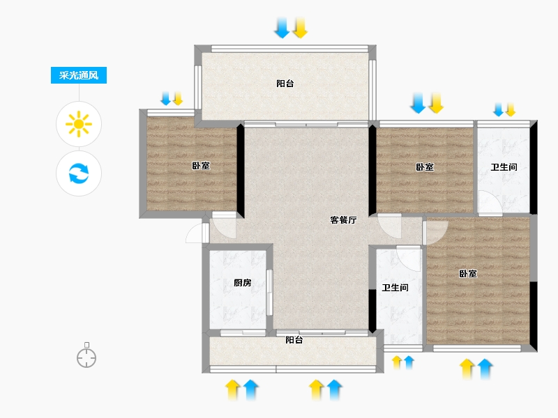 湖南省-郴州市-华一美达家园-107.00-户型库-采光通风