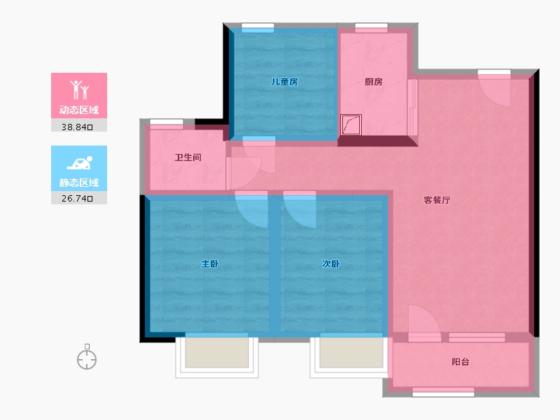 山东省-青岛市-世茂锦域-56.85-户型库-动静分区