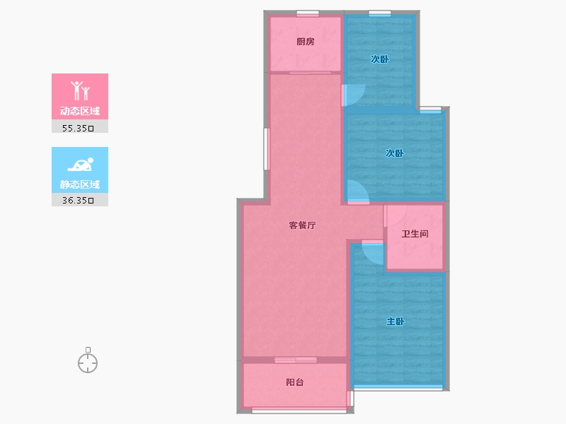 山东省-潍坊市-瑞峰清华坊-81.70-户型库-动静分区