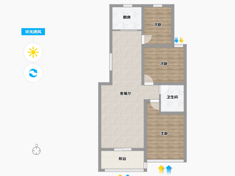 山东省-潍坊市-瑞峰清华坊-81.70-户型库-采光通风