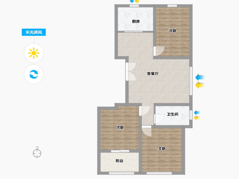 山东省-潍坊市-瑞峰清华坊-81.30-户型库-采光通风