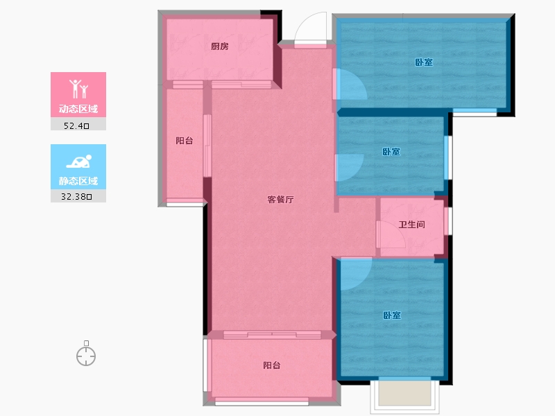 湖南省-长沙市-长房·宁都公馆-75.94-户型库-动静分区