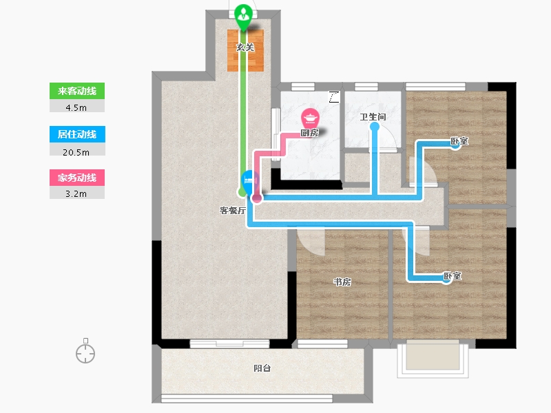 湖北省-武汉市-武汉英赫当代城MOMΛ-76.00-户型库-动静线