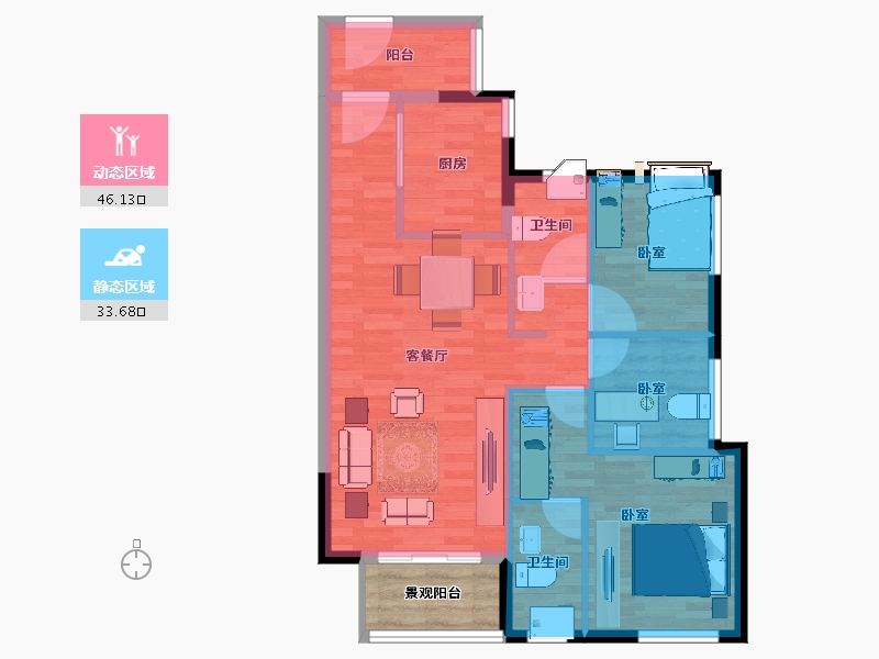 广东省-清远市-时代领峰-75.97-户型库-动静分区