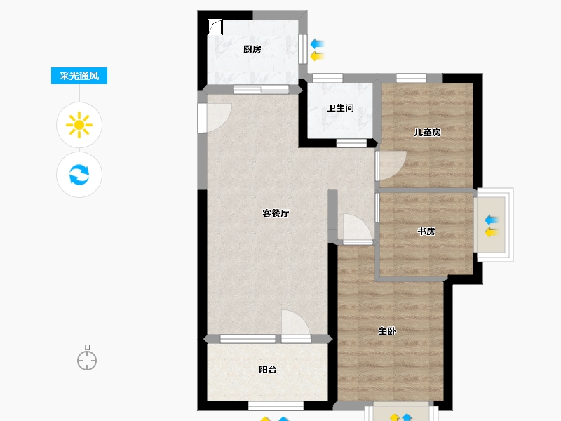 山东省-青岛市-世茂锦域-58.75-户型库-采光通风