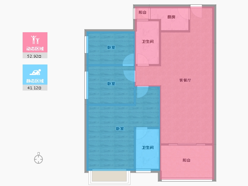 广东省-深圳市-信达泰禾·金尊府-85.93-户型库-动静分区