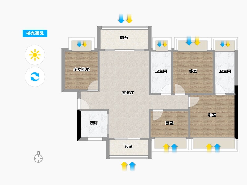 广东省-深圳市-碧桂园南站新城-87.77-户型库-采光通风