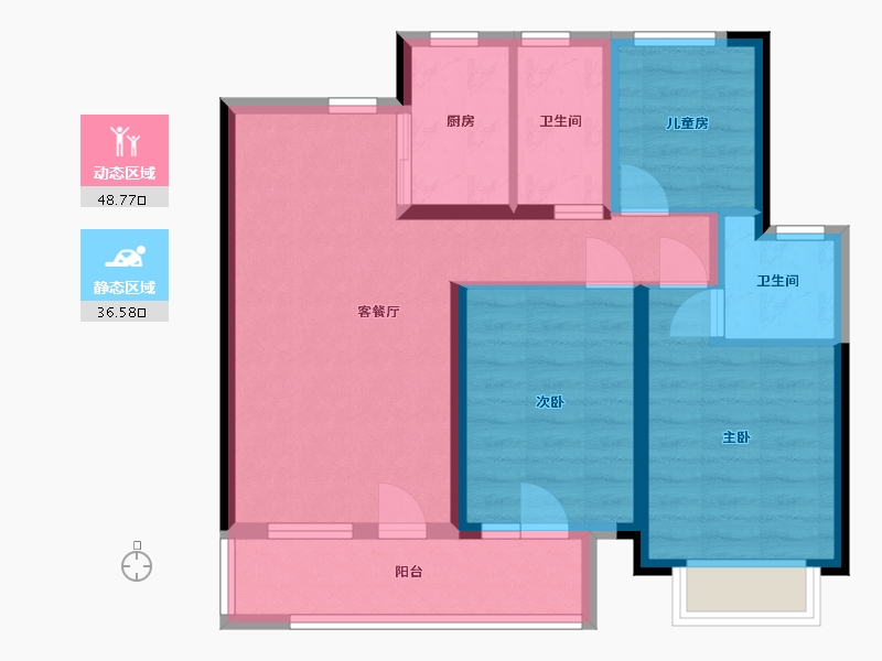 山东省-青岛市-世茂锦域-75.25-户型库-动静分区