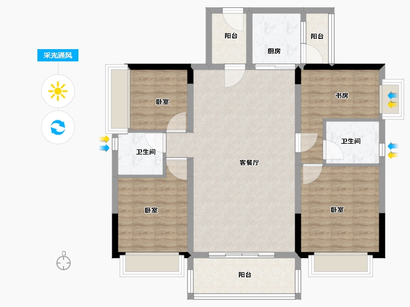 广东省-广州市-星力时代豪庭-106.00-户型库-采光通风