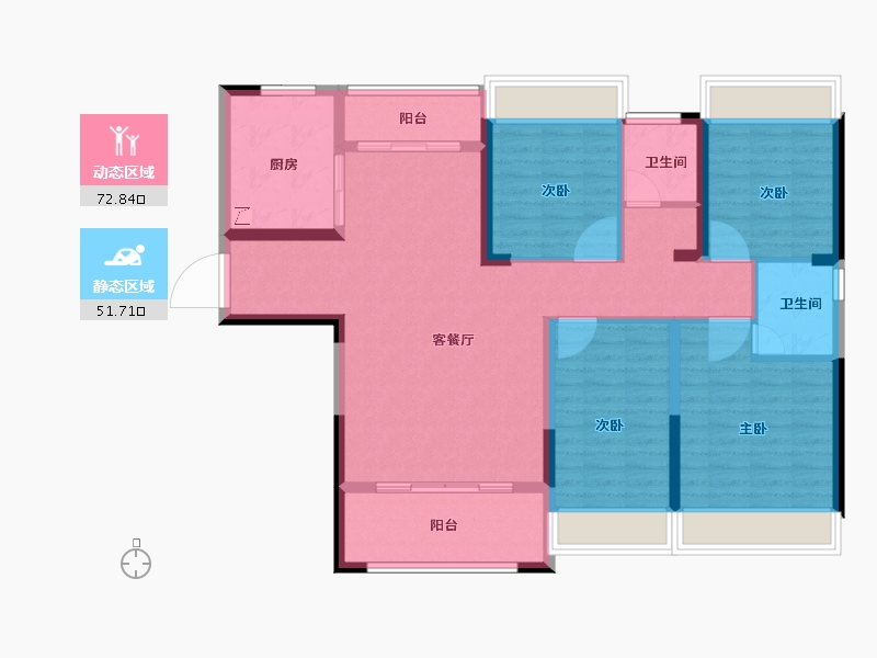 湖南省-长沙市-长房·云尚公馆-111.77-户型库-动静分区