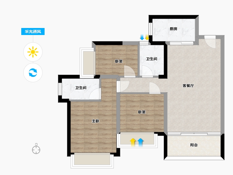 广东省-珠海市-天庆·晋海岸-73.77-户型库-采光通风