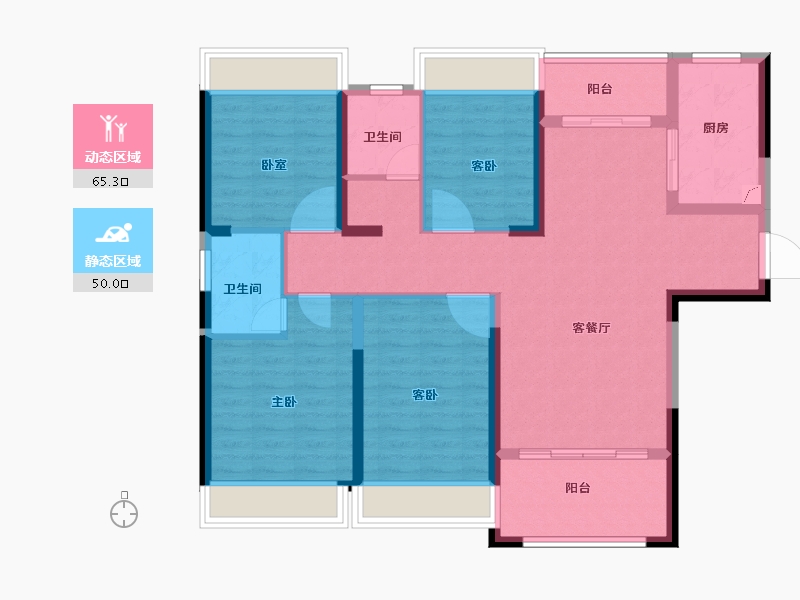 湖南省-长沙市-长房·云尚公馆-102.78-户型库-动静分区