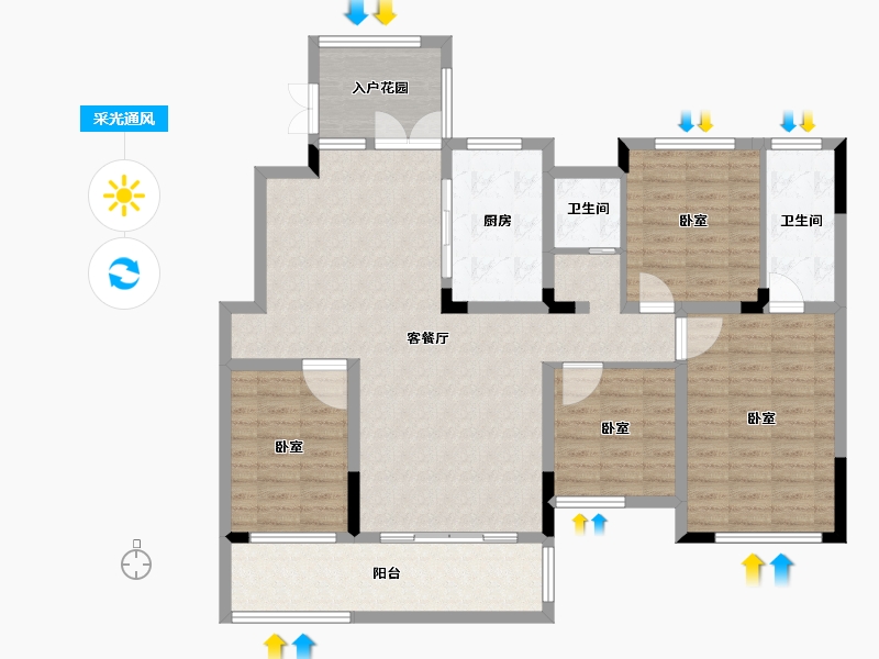 湖南省-长沙市-长房·宁都公馆-122.30-户型库-采光通风