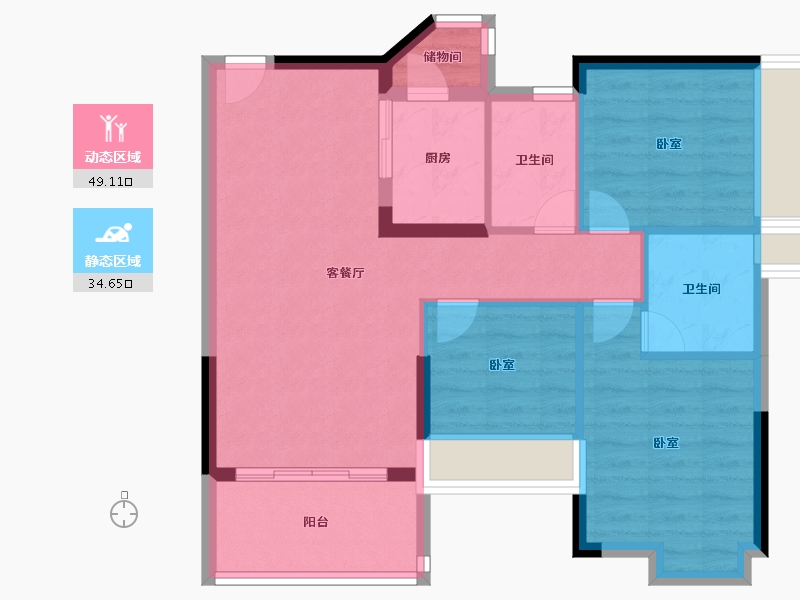 广东省-广州市-星力时代豪庭-75.00-户型库-动静分区