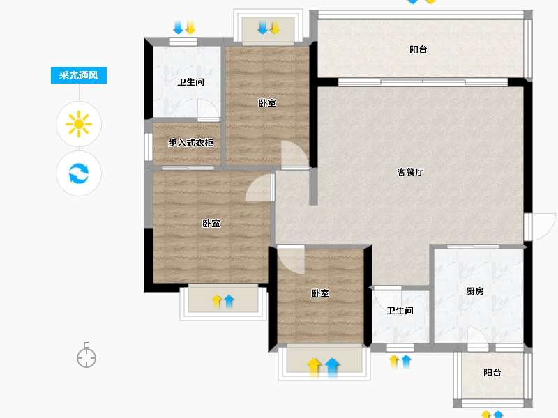 广东省-河源市-河源恒大锦苑-92.00-户型库-采光通风