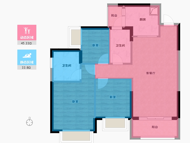 广东省-惠州市-恒大悦龙台-70.27-户型库-动静分区