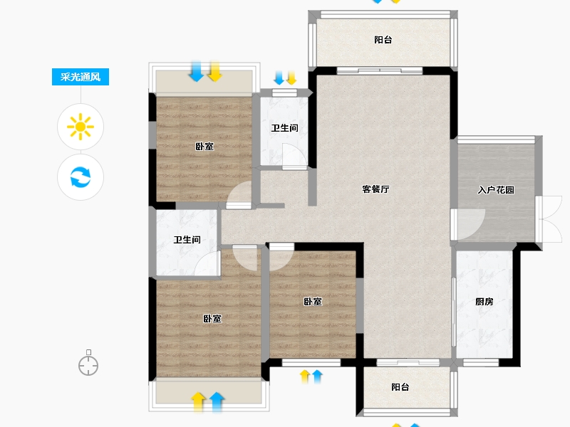 湖南省-娄底市-南苑·上和2期-104.59-户型库-采光通风