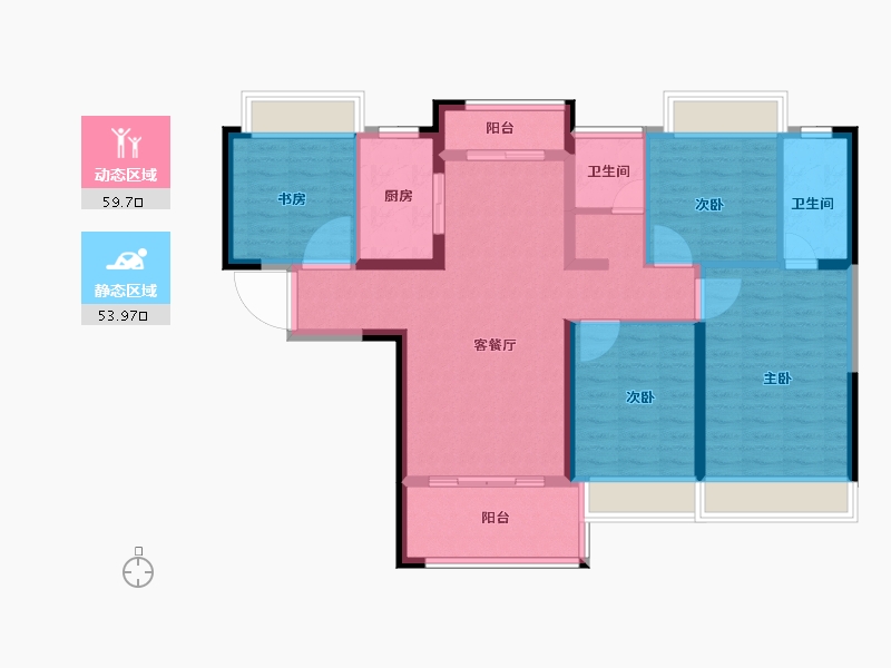 湖南省-长沙市-长房·云尚公馆-101.91-户型库-动静分区