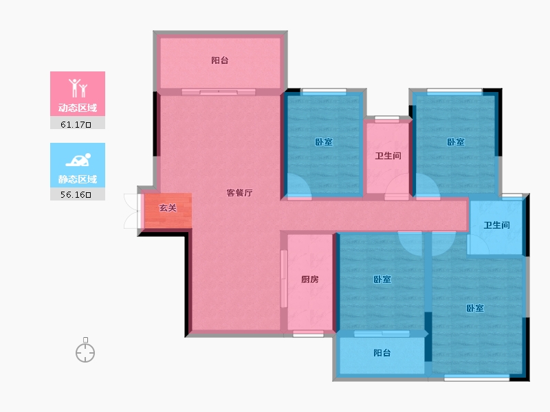 湖南省-衡阳市-鸿运府-104.40-户型库-动静分区